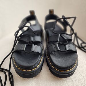 Dr. Martens Black Sandals with Yellow Accents